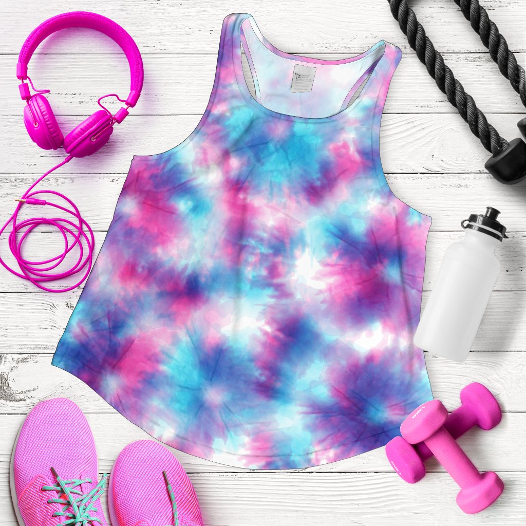 Tie Dye Blue Pink Women Racerback Tank Top