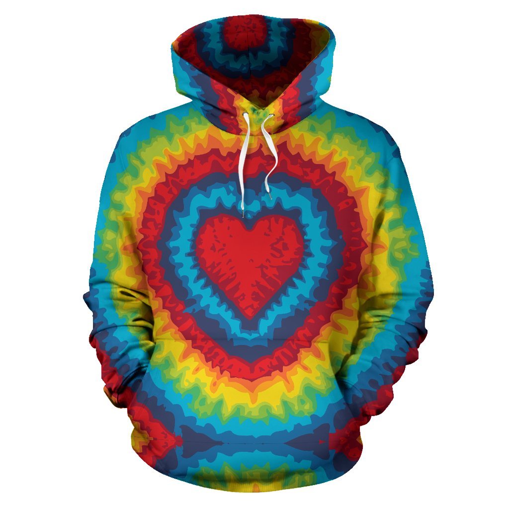 Tie Dry Heart shape All Over Print Hoodie