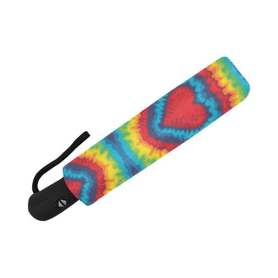 Tie Dye Heart shape Automatic Foldable Umbrella