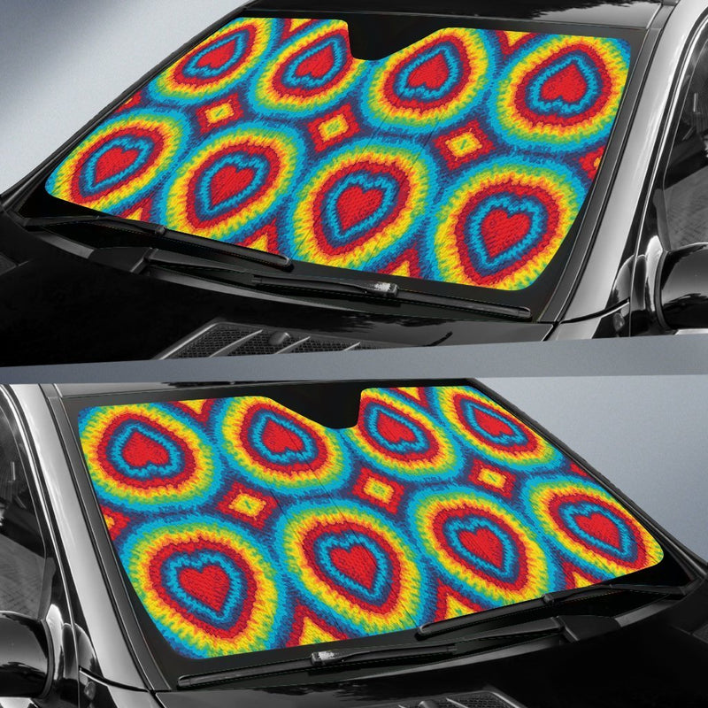 Tie Dye Heart Shape Car Sun Shade-JorJune