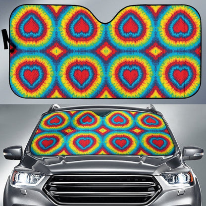 Tie Dye Heart Shape Car Sun Shade-JorJune