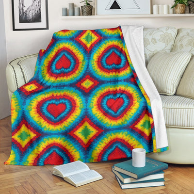 Tie Dye Heart Shape Fleece Blanket