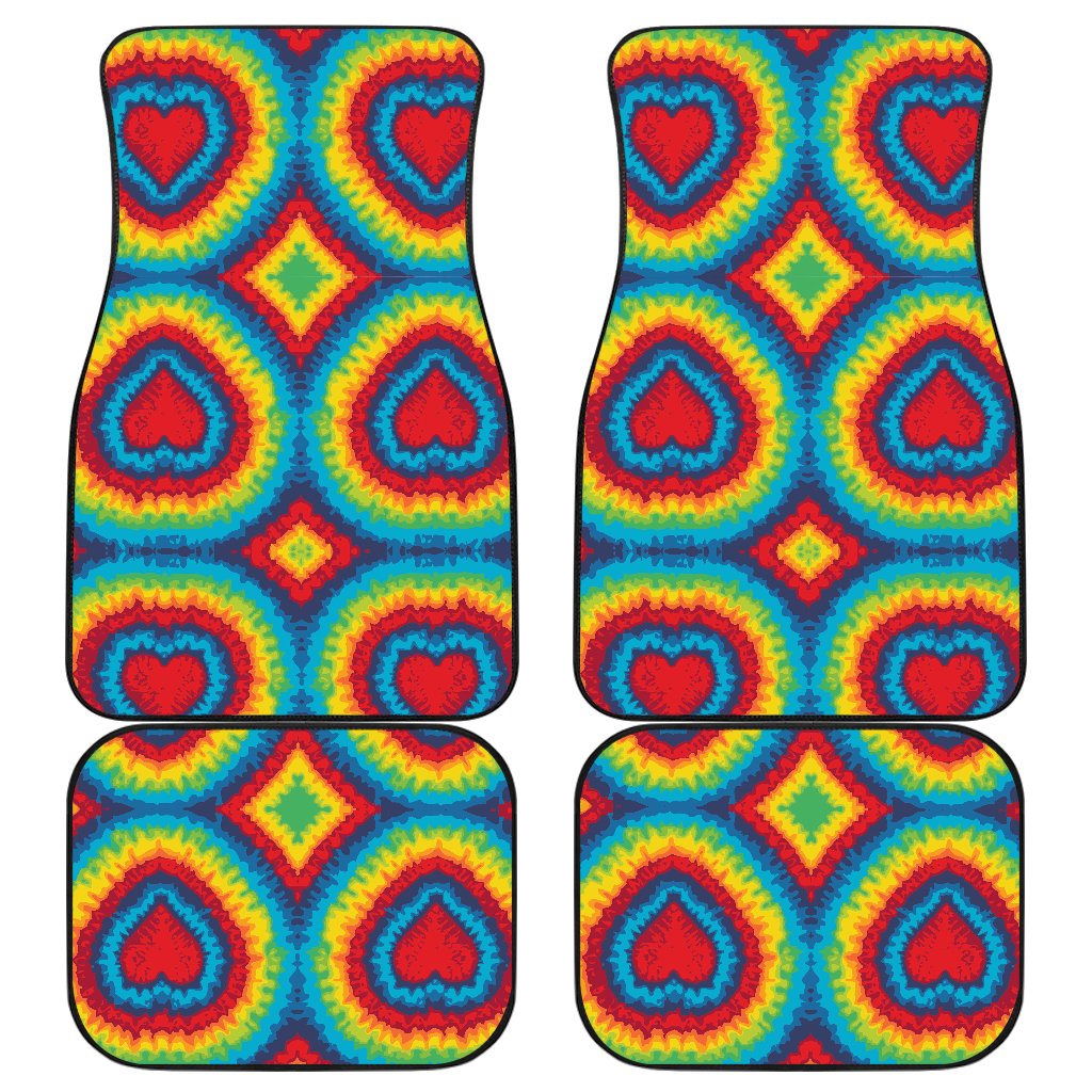 Tie Dye Heart shape Front and Back Car Floor Mats