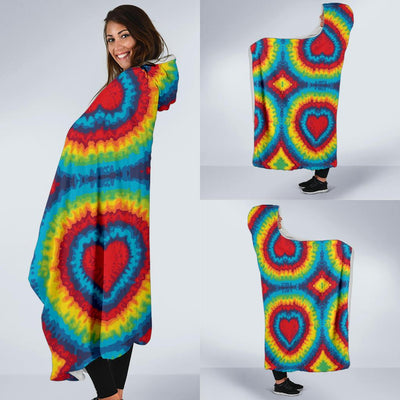 Tie Dye Heart shape Hooded Blanket-JORJUNE.COM