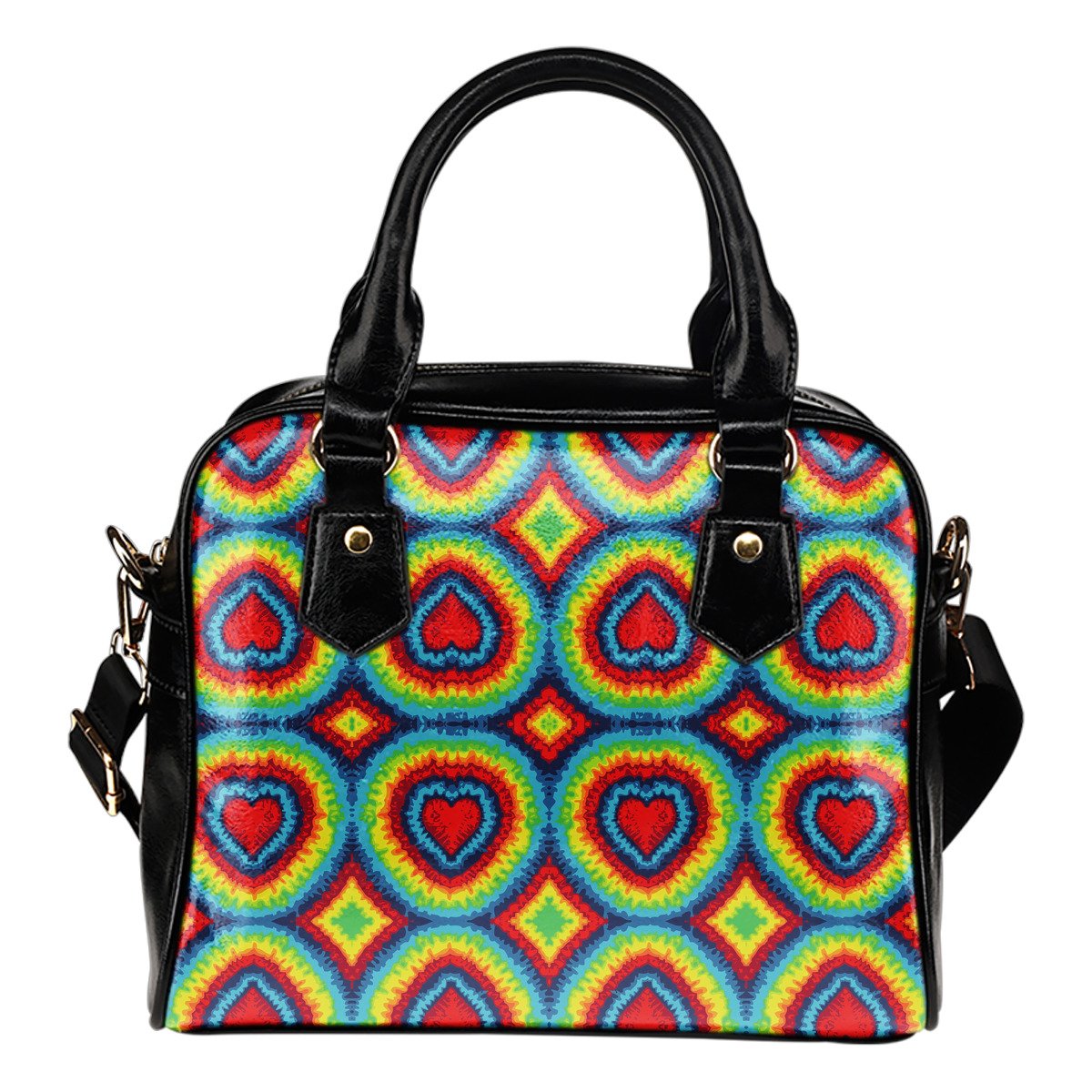 Tie Dye Heart shape Leather Shoulder Handbag