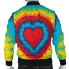 Tie Dye Heart Shape Men Casual Bomber Jacket