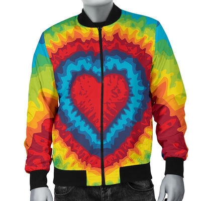 Tie Dye Heart Shape Men Casual Bomber Jacket