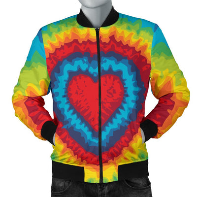 Tie Dye Heart Shape Men Casual Bomber Jacket