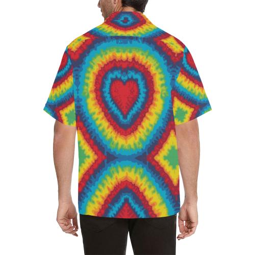 Tie Dye Heart shape Men Hawaiian Shirt