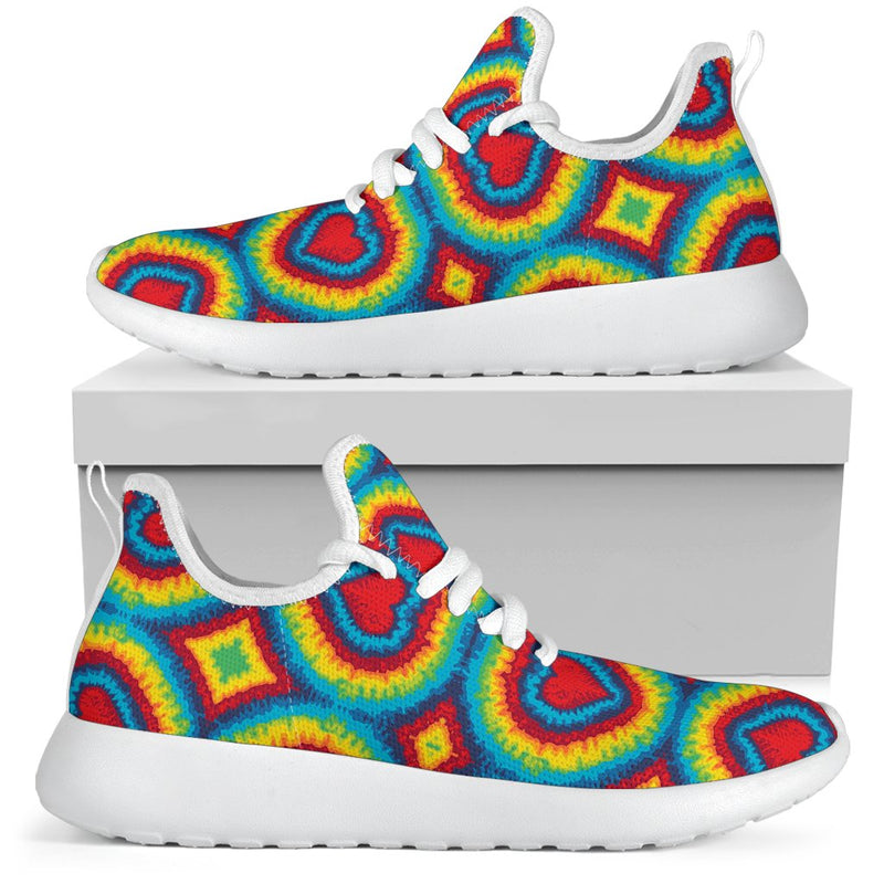 Tie Dye Heart shape Mesh Knit Sneakers Shoes