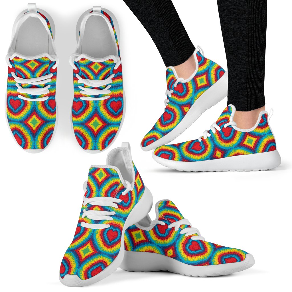 Tie Dye Heart shape Mesh Knit Sneakers Shoes