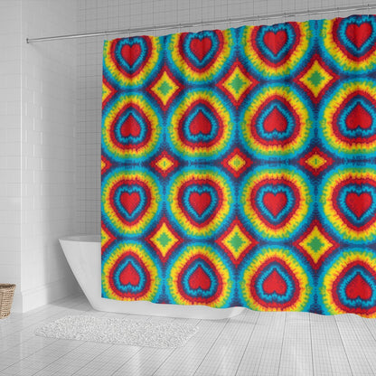 Tie Dye Heart Shape Shower Curtain