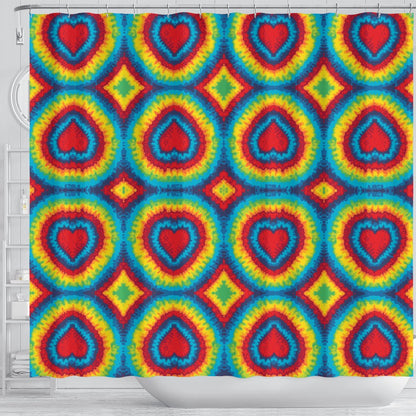 Tie Dye Heart Shape Shower Curtain
