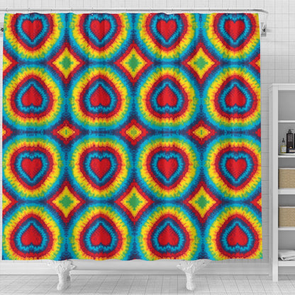 Tie Dye Heart Shape Shower Curtain