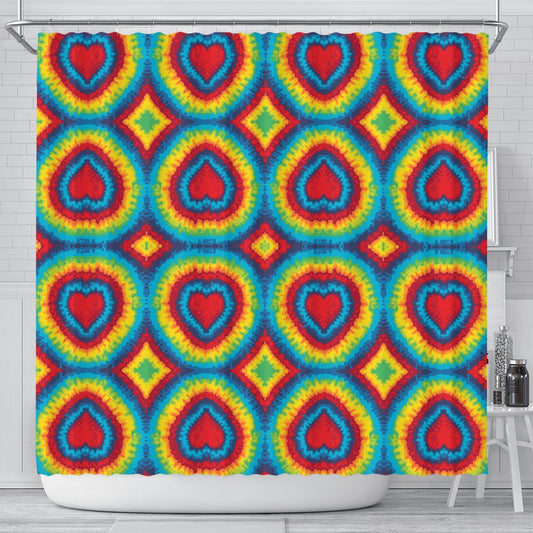 Tie Dye Heart Shape Shower Curtain