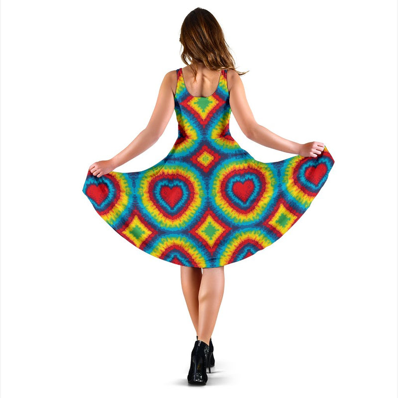 Tie Dye Heart Shape Sleeveless Mini Dress