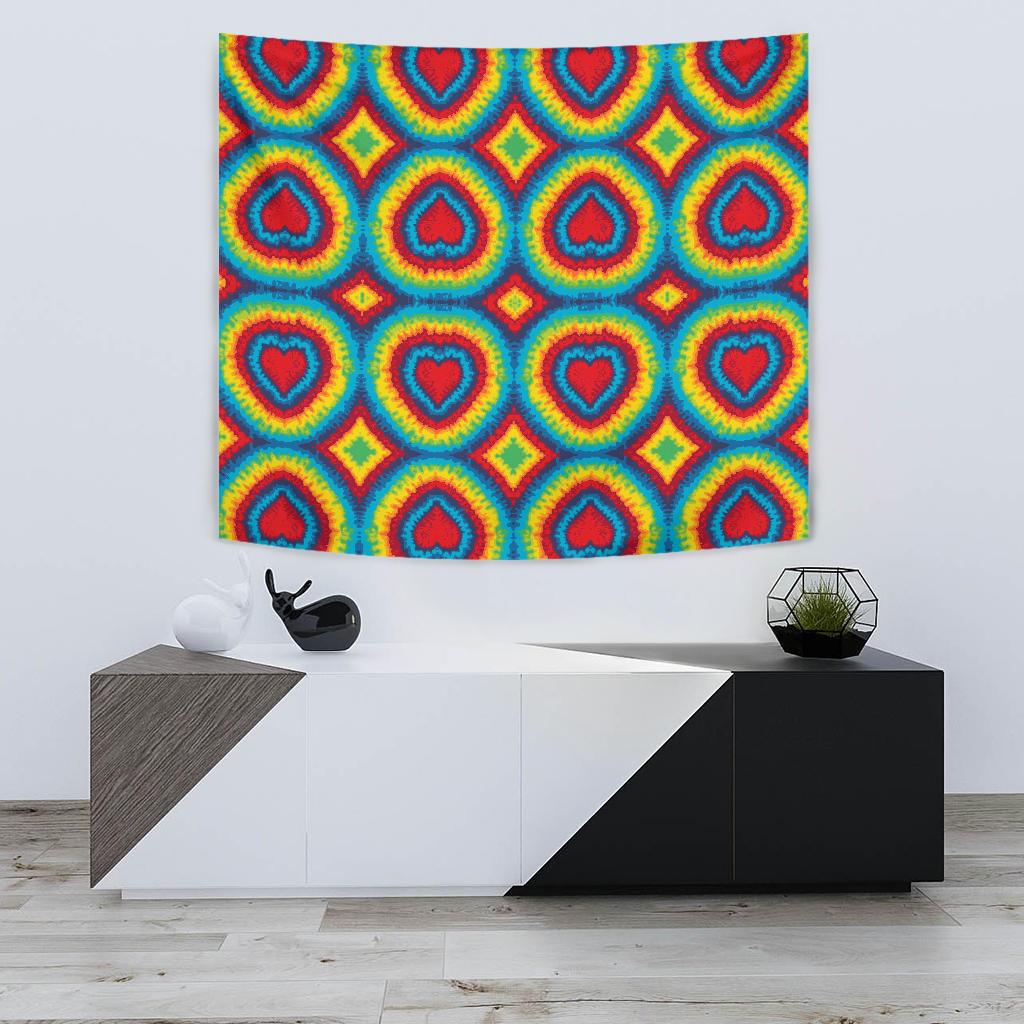 Tie Dye Heart shape Tapestry