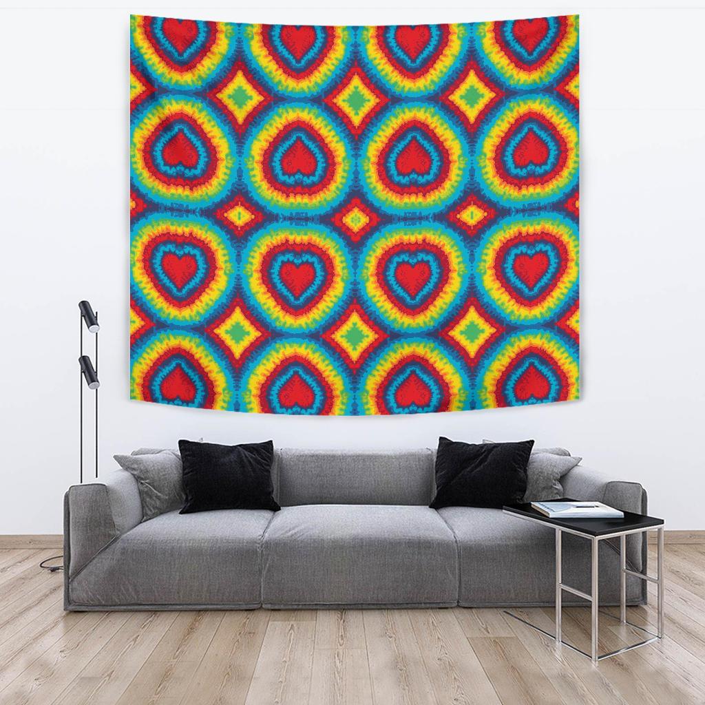 Tie Dye Heart shape Tapestry