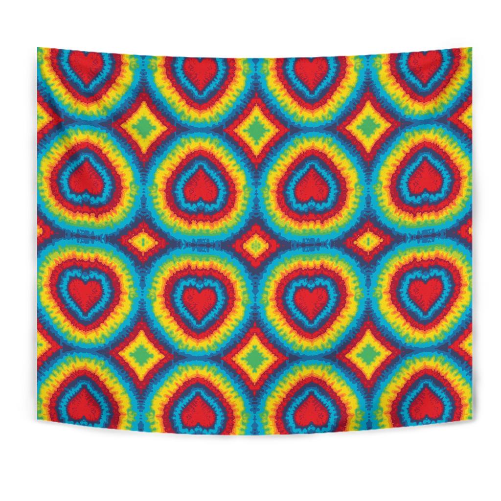 Tie Dye Heart shape Tapestry