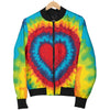 Tie Dye Heart Shape Women Casual Bomber Jacket