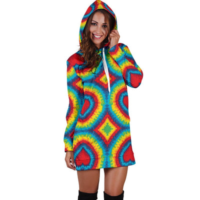 Tie Dye Heart Shape Women Hoodie Dress