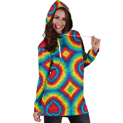 Tie Dye Heart Shape Women Hoodie Dress