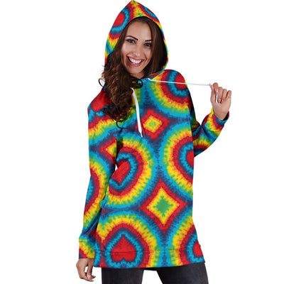 Tie Dye Heart Shape Women Hoodie Dress