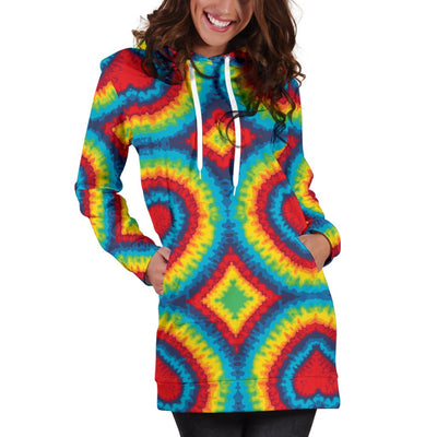 Tie Dye Heart Shape Women Hoodie Dress