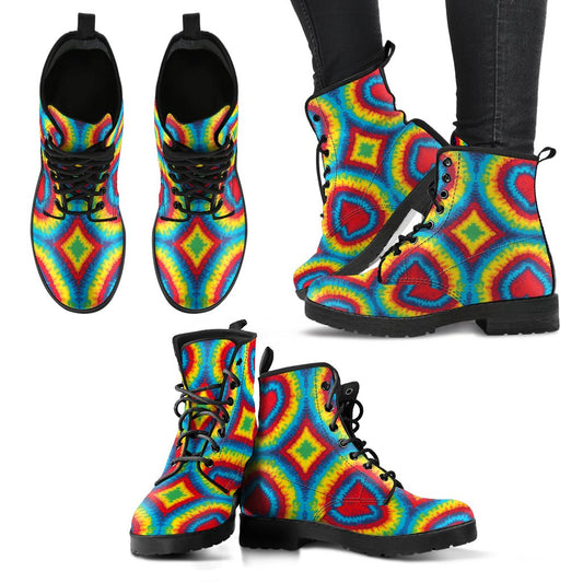 Tie Dye Heart Shape Women Leather Boots