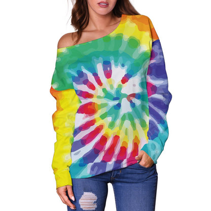 Tie Dye Off Shoulder Sweatshirt