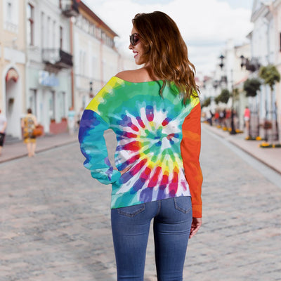 Tie Dye Off Shoulder Sweatshirt