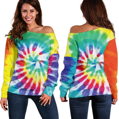 Tie Dye Off Shoulder Sweatshirt