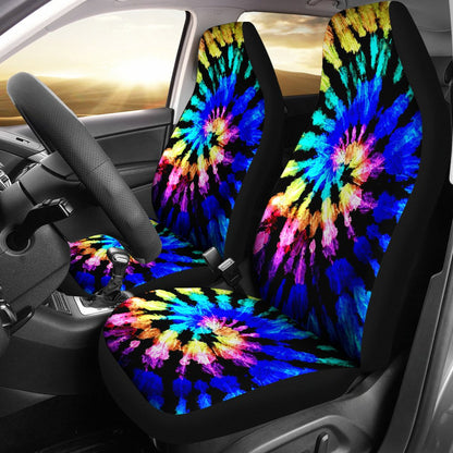 Tie Dye Rainbow Design Print Universal Fit Car Seat Covers-JorJune