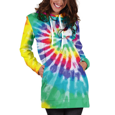 Tie Dye Women Hoodie Dress