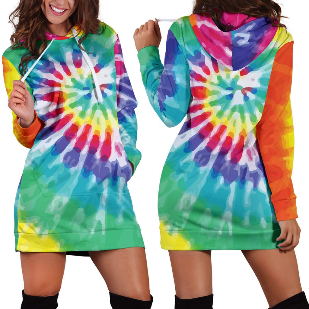 Tie Dye Women Hoodie Dress