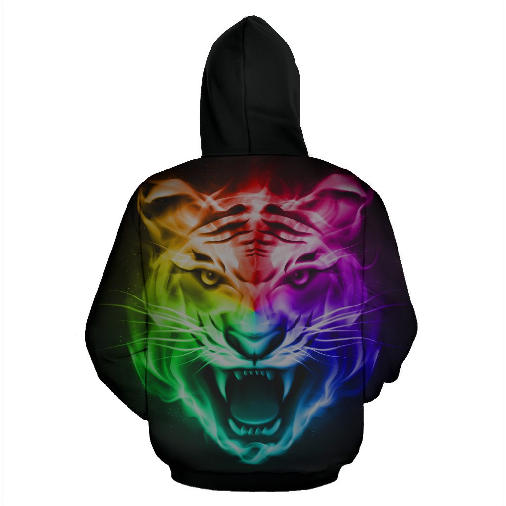 Tiger Head Colorful All Over Print Hoodie