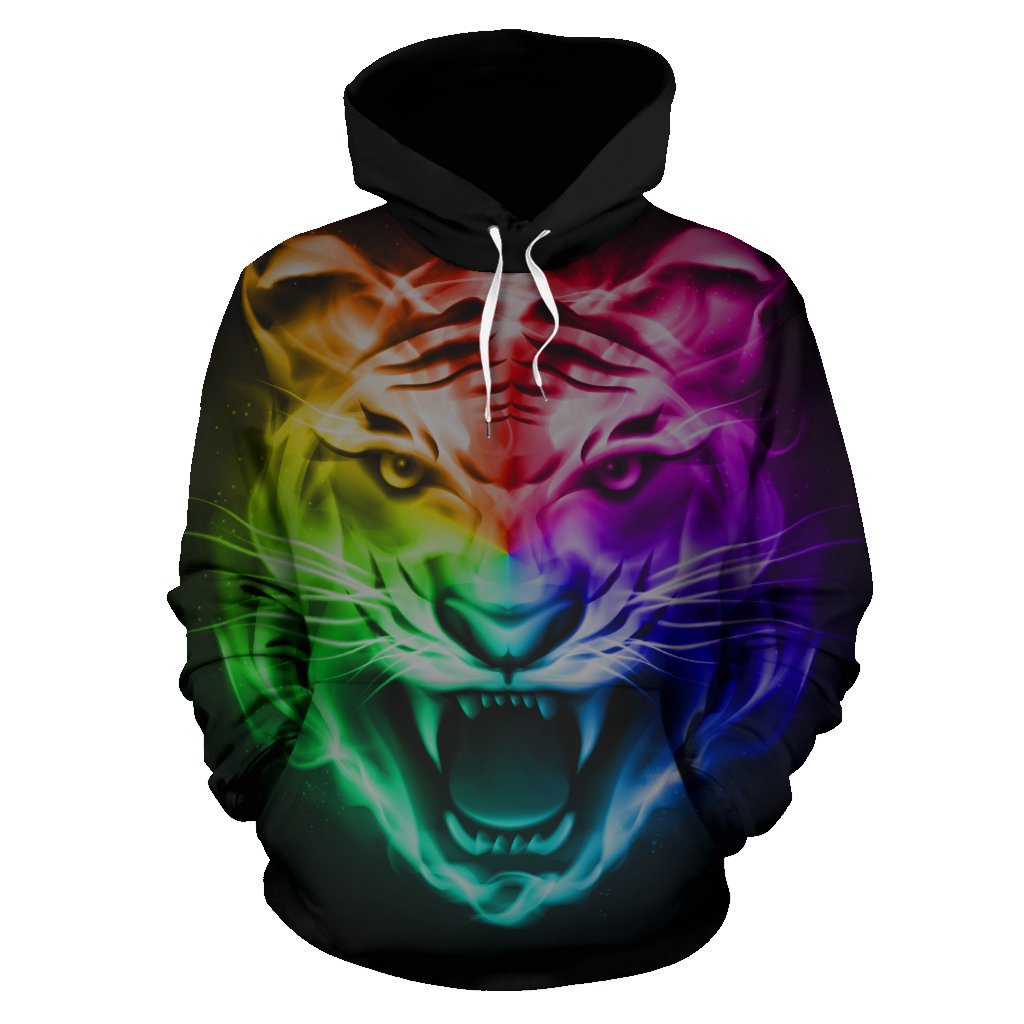 Tiger Head Colorful All Over Print Hoodie