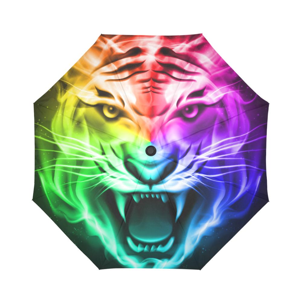 Tiger Head Colorful Automatic Foldable Umbrella