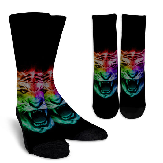 Tiger Head Colorful Crew Socks