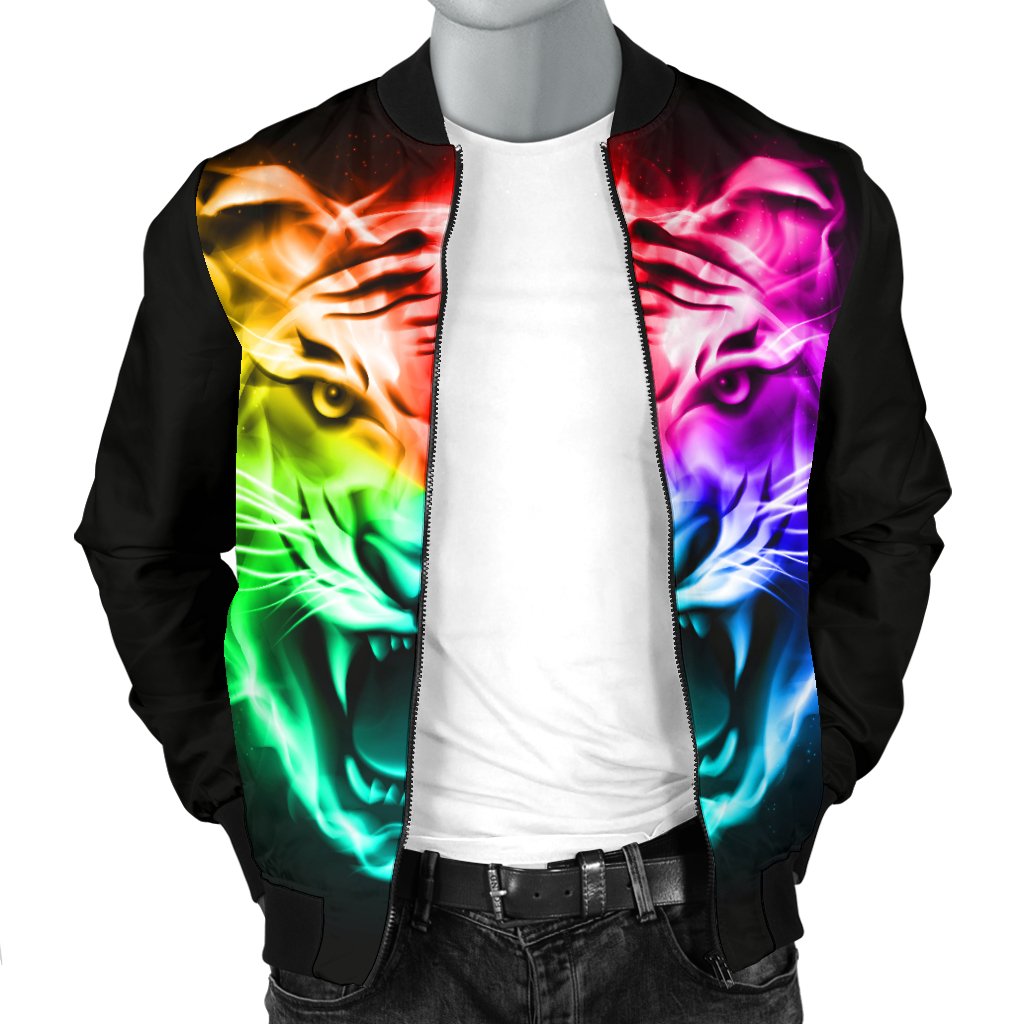 Tiger Head Colorful Men Casual Bomber Jacket