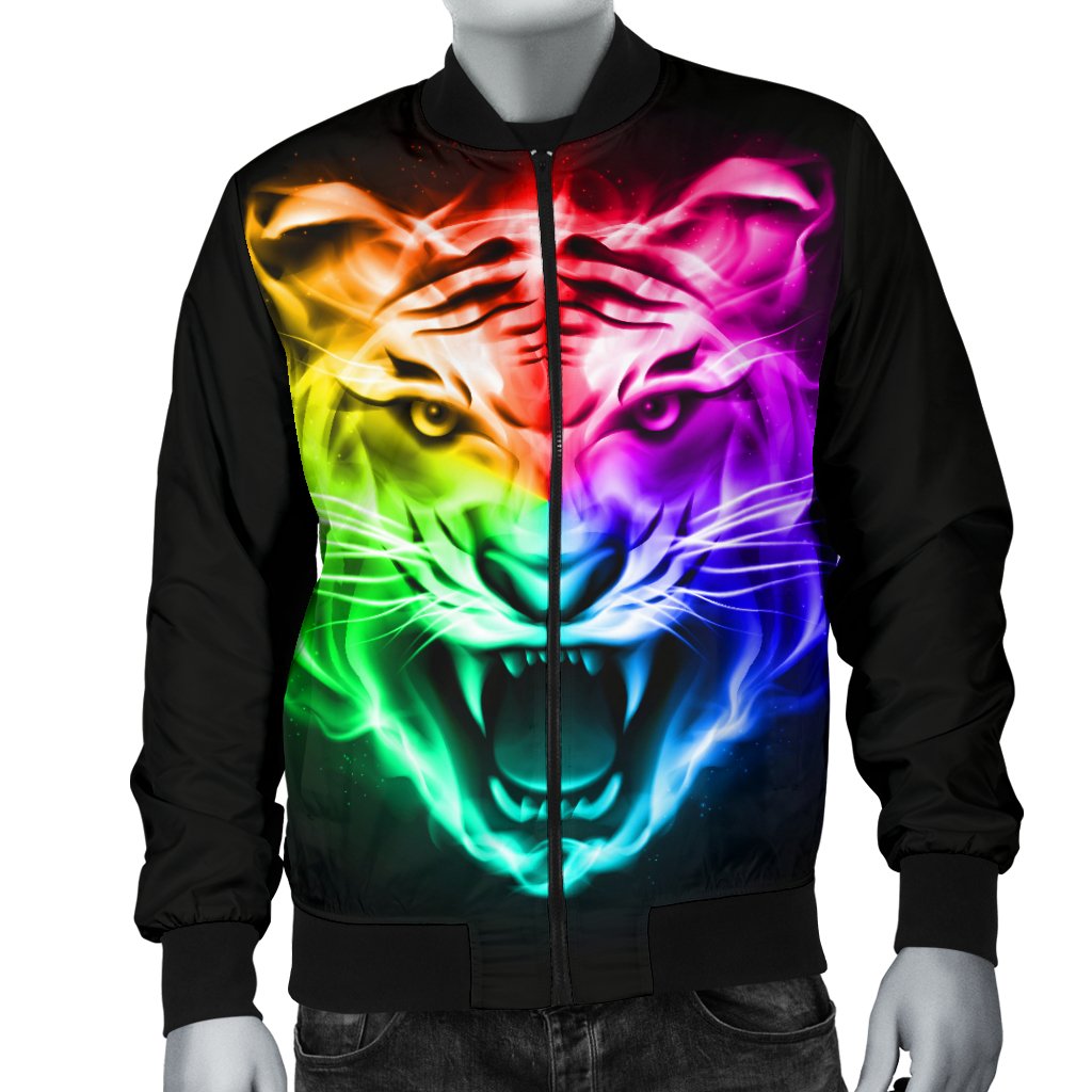 Tiger Head Colorful Men Casual Bomber Jacket