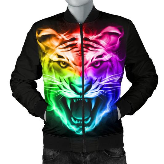 Tiger Head Colorful Men Casual Bomber Jacket