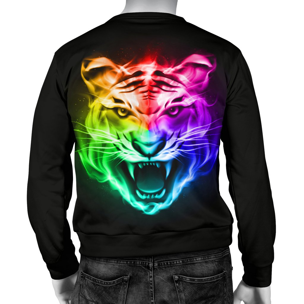 Tiger Head Colorful Men Crewneck Sweatshirt