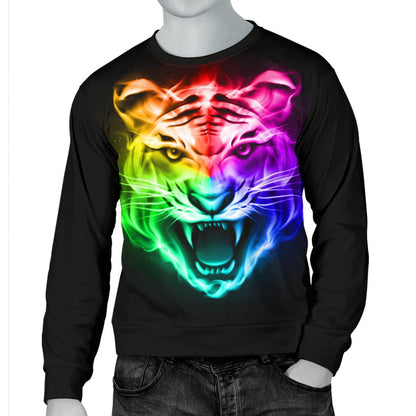 Tiger Head Colorful Men Crewneck Sweatshirt