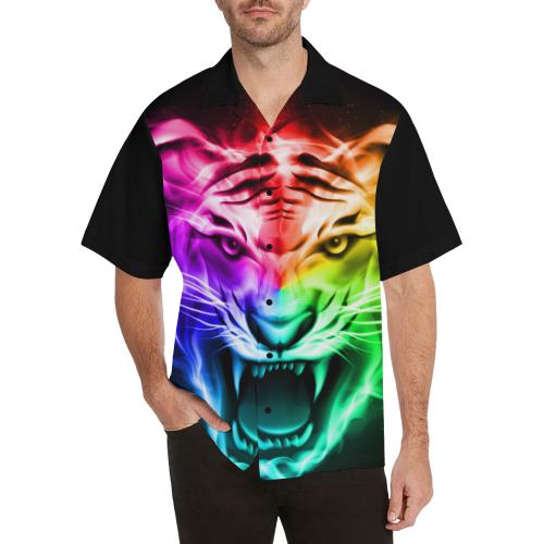 Tiger Head Colorful Men Hawaiian Shirt