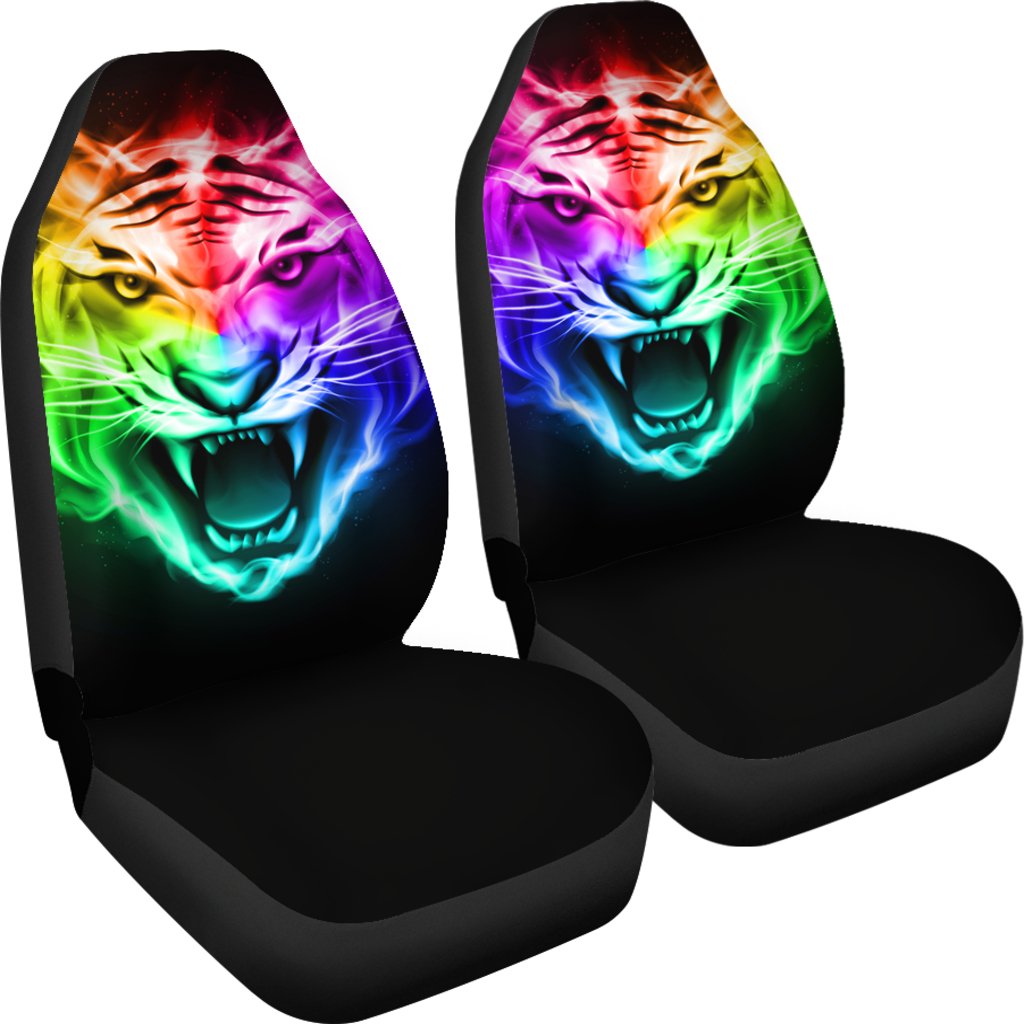 Tiger Head Colorful Universal Fit Car Seat Covers