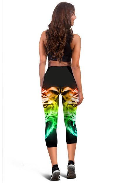 Tiger Head Colorful Women Capris