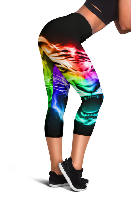 Tiger Head Colorful Women Capris
