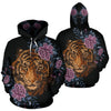 Tiger Head Floral All Over Print Hoodie