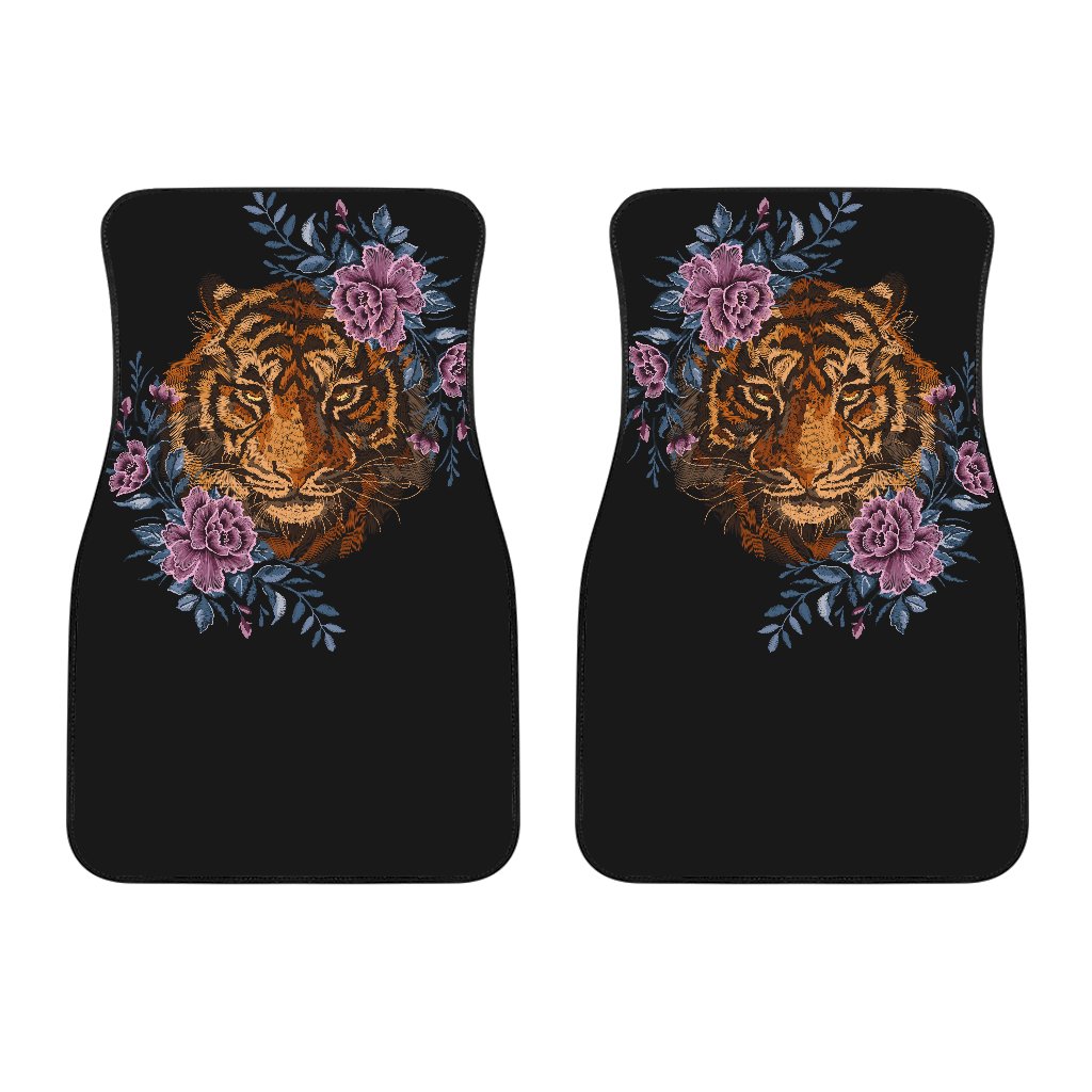 Tiger Head Floral Car Floor Mats